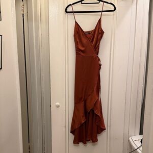 Abercrombie & Fitch Rust High Low Wrap Dress